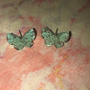 Pressed flower butterfly earrings